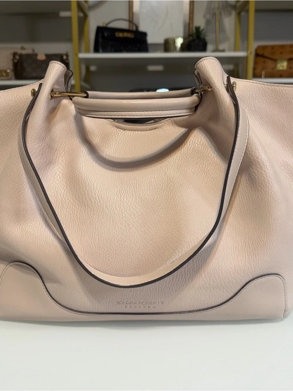 Sondra Roberts Squared Blush Vegan Leather Tote Shoulder & Top Handle Bag - Picture 3 of 16